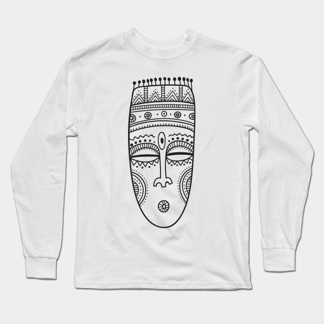 Tribal mask Black Long Sleeve T-Shirt by yuliia_bahniuk